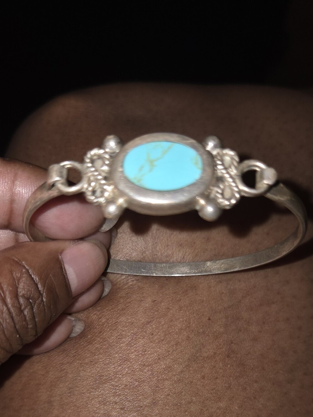 Sterling Silver Clasping Turquoise Bangle Bracelet